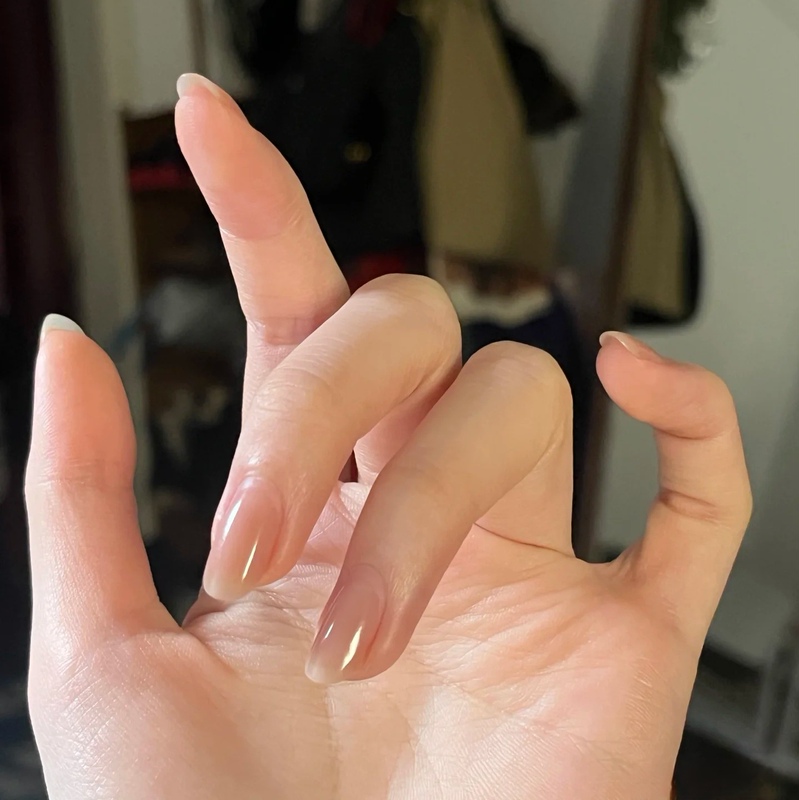 Purely Handmade Daily Commuter Wear Nails, Nude Color, Elegant Short Style Nail Stickers, Brightening Effect, High-End Feel, New Style Fake Nails