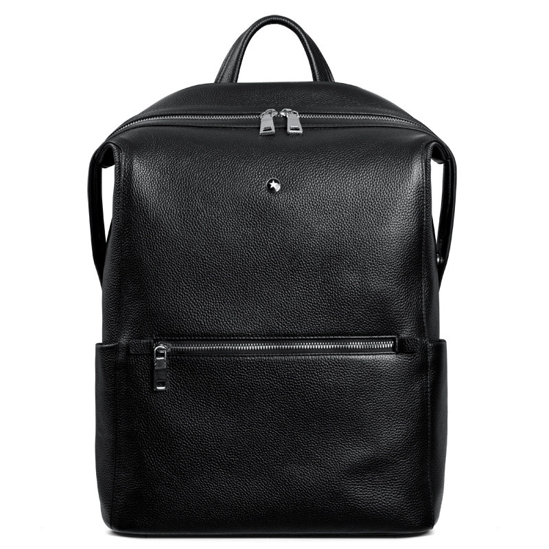 Double Shoulder Bag Men Genuine Leather Business Casual Tide Card Bull Leather Travel bag Large-capacity pen electric bag Men's bag