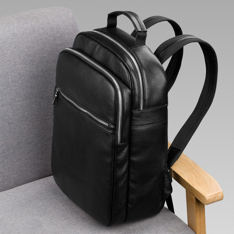 Men's Backpack Leather Korean Version Simple Versatile Backpack British Men's Travel Bag Large Capacity Casual Computer Men's Bag