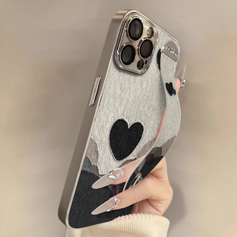 Japanese Demiu Suitable for Apple 17 Phone Case 16Promax New Iphone15Xr Female 14Plus Full Coverage E Lens Anti-Drop 13 Lambskin 12 Wrist Strap 17 Protective Case Creative