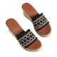 European and American Style Thick-Soled Slippers for Women, African Wave-Patterned Colorful Woven Strap Round-Toe Slide Slippers