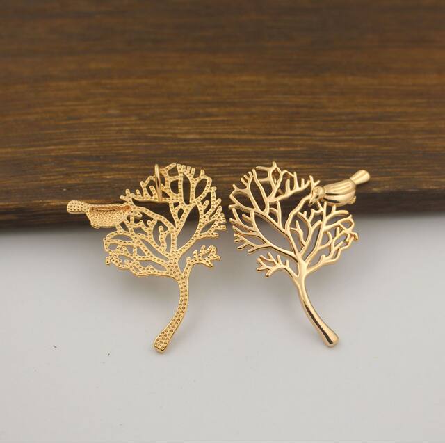 Ancient Style Jewelry Accessories Cast Copper Bird Branch Pendant Hairpin Hair Accessory Material 36*43mm