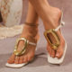 2025 Summer New Foreign Trade Large Size Square-Toed Sandals Size 43 Cross-Border European and American Style Thin Heel Thong High Heels
