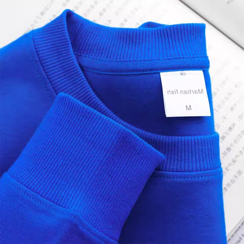 White-Enhancing Klein Blue Heavyweight Pullover Crewneck Sweatshirt for Men, Autumn and Winter Style, Loose Casual Royal Blue Long-Sleeve Top for Women