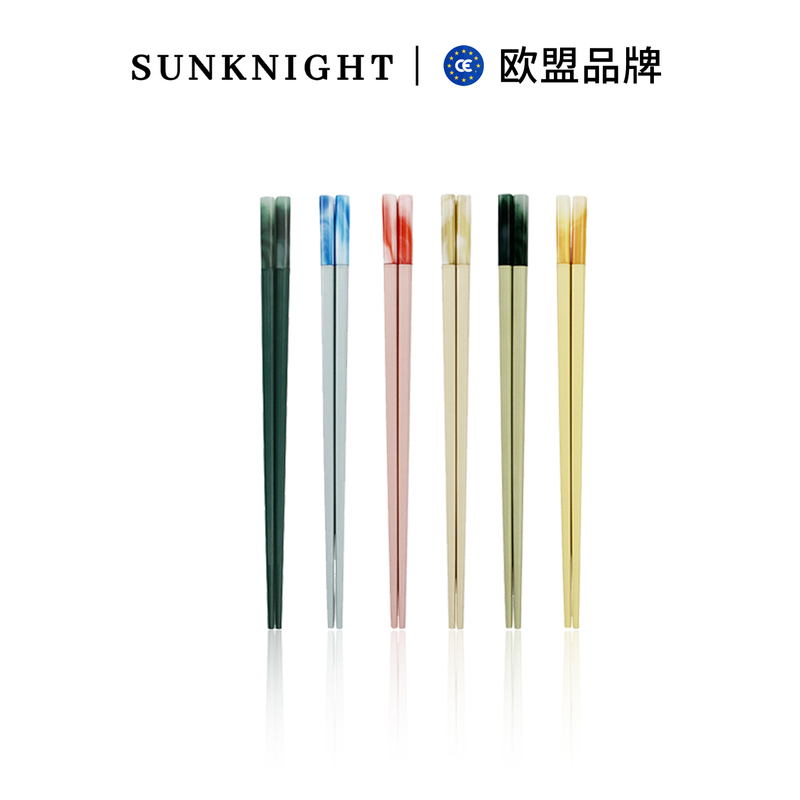Sunknight Eu Brand, Slow and Steady, Household Macaron-Colored Imitation Jade High-Temperature Resistant Alloy Chopsticks