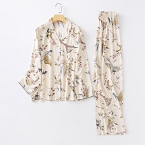 Spring and Autumn Elegant Floral Print Cotton Viscose Pajama
