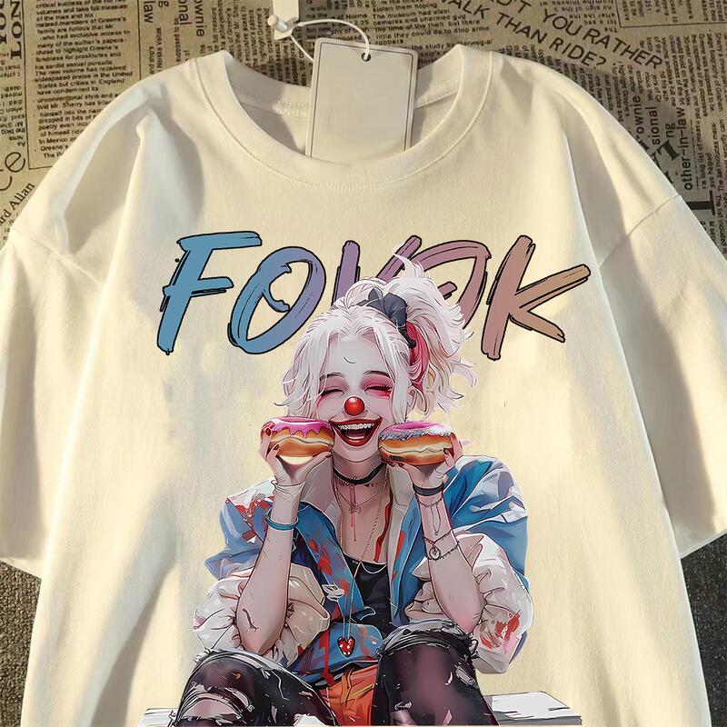 Overseas Orders for Foreign Trade Are Being Withdrawn, Leaving Behind Surplus Stock~ Trendy Brand Clown Print European and American Style Pure Cotton Short-Sleeve T-Shirt for Men and Women Overseas Orders for Foreign Trade Are Being Withdrawn, Leaving Behind Surplus Stock~ Trendy Brand Clown Print European and American Style Pure Cotton Short-Sleeve T-Shirt for Men and Women