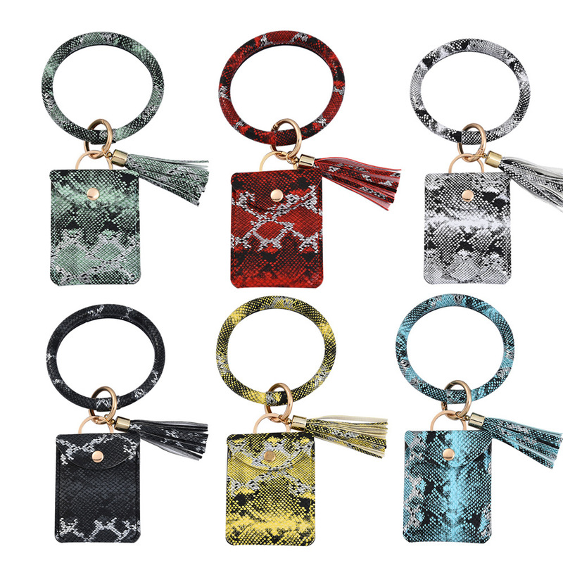 Cross-Border Popular Wristlet Pu Leather Keychain Card Holder Chain Coin Purse Bracelet Wristband Wholesale Cross-Border Popular Wristlet Pu Leather Keychain Card Holder Chain Coin Purse Bracelet Wristband Wholesale