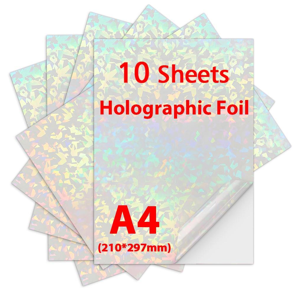 10 Sheets A4 oglograph Foil Adhesie ape Rintable Vinyl Stier -