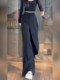 Black Suit-Style Casual Pants for Women, New Summer Pants, Plus Size, High-Waisted, Slimming, Slightly Chubby, Loose Fit, Straight-Leg Pants