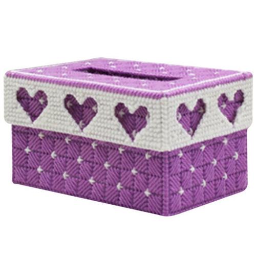 Solid embroidered 3D cross embroidered paper drawing box free of cut paper towels box containing box handmade wool thread embroidered with peach heart living room short-Taobao