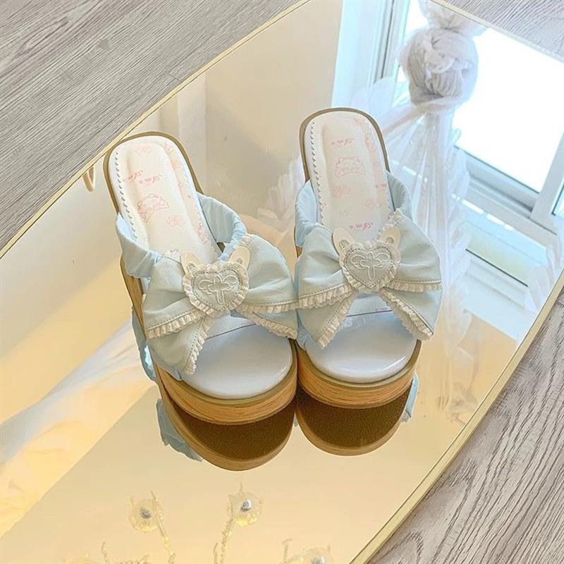 Lolita Shoes, Thick-Soled Improved Version of Clogs, Japanese Style, Sweet and Cute, Polka Dot, Summer Outdoor Sandals