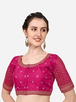 Courrier direct Inde Silk brodé brodé blouses Silk saree blouse Mei rouge M circonférence 96 cm