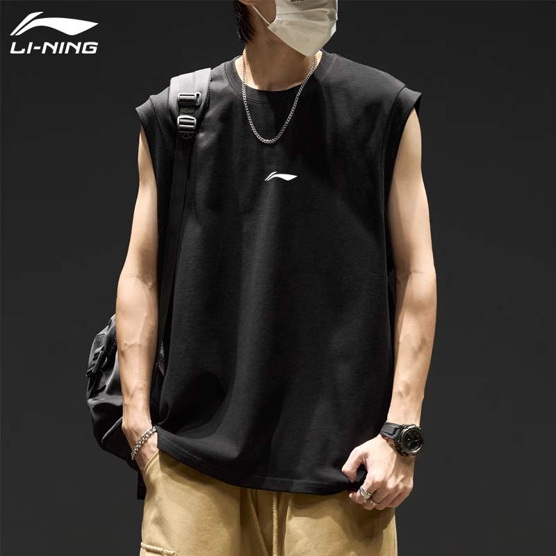 เสื้อกล้ามระบายความร้อนสำหรับผู้ชาย Li Ning สไตล์ใหม่ฤดูร้อน เสื้อแขนกุดผ้าไหมน้ำแข็ง ทรงหลวม ระบายอากาศได้ดี ชุดกีฬาสำหรับฟิตเนสและเทรนนิ่ง