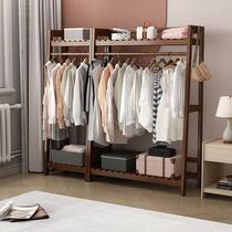 Solid wood coat rack floor-standing household clothes rack bedroom clothes rack indoor simple vertical pole clothes drying rack