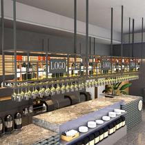 Bar hanging rack wrought iron wall cabinet bar goblet upside down rack wine rack wine glass European style simple