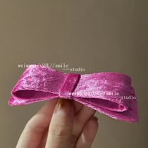 Raspberry pink velvet raspberry three-dimensional velvet bow hairpin retro back head spring clip hairpin hair accessory