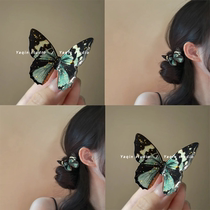 Qingmeng Butterfly Blue and Black Smart Butterfly New Hair Clip Mysterious Color Realistic Bangs Side Clip for High-end Women