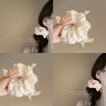 Camellia Beauty Korean style sweet mesh large intestine hair band small fresh and gentle hair tie super fairy and high-end sense for women
