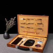 Four treasures of the study gift box set for beginners and adults calligraphy practice gift set and hair brush ruler and inkstone stand
