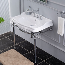 Butterfly pottery French retro Baroco style double leg copper bracket basin high-end customized arc shape ceramic set