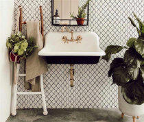 Butterfly Pottery Bathroom Cast Iron Enamel Hanging Basin Exported to the United States Washing Dishes Hand Washing Face Retro Sink Wall Mounted Embedded Double Type