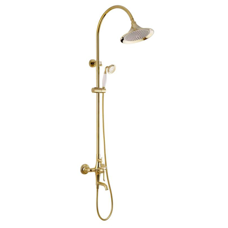 Butterfly pottery new round trumpet flower full copper shower with bathtub tap with curved tube shower with graceful curve