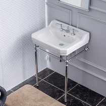 Butterfly ceramic bathroom floor-standing pure copper bracket basin British style traditional retro chrome-plated three-hole wash basin wash basin