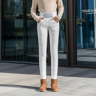 Xuefeifan Women's down Pants for Outdoor Wear, High-Waisted, 2025 New Model, Thickened, Warm, Cold-Proof, Cuffed, Plus-Size Cotton Pants for Women in Winter