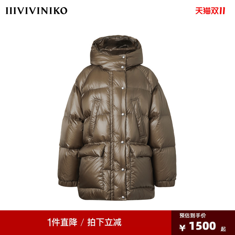 Iiiviviniko Winter New Mid-Length Hooded Duck down Warm down Jacket for Women C449103164E