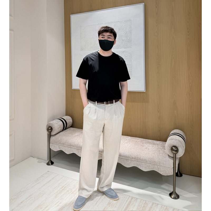 Blue Big Brother | Old Money Cool Drape Breathable Men's Light Business Casual Trousers 0659
