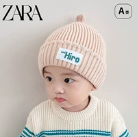 Zara, брендовая демисезонная милая соска для новорожденных для младенца, шерстяная вязаная шапка, в корейском стиле, защита ушей