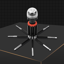Household portable multifunctional screwdriver eight-in-one multi-specification with magnetic pole and LED light PL-101 batch
