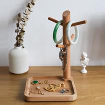 Jewelry storage rack solid wood home counter desktop earrings necklace hand jewelry key hanging rack watch display rack