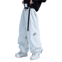 ISEEMIGGA (Beach White Wide Leg Pants) Ski Wear Womens Windproof Wear-Resistant Unisex Ski Wear Pants