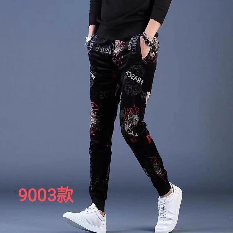 Thin European-Style Tiger Digital Print Jogger Pants Trendy Brand Autumn Men's Slim Fit Versatile Tapered Casual Pants