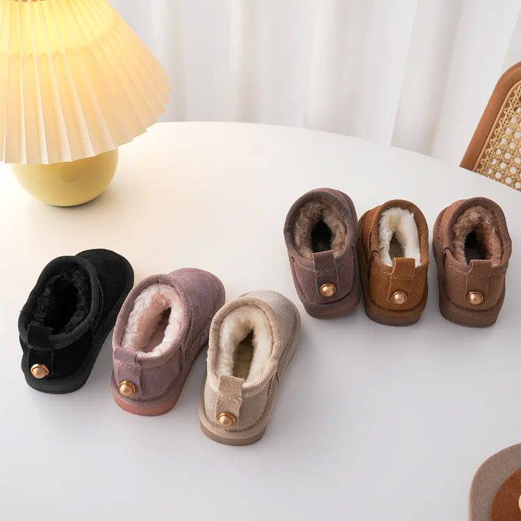 Детские ботинки девочка Geniune Leather Classic Button Snow Bo Bo 