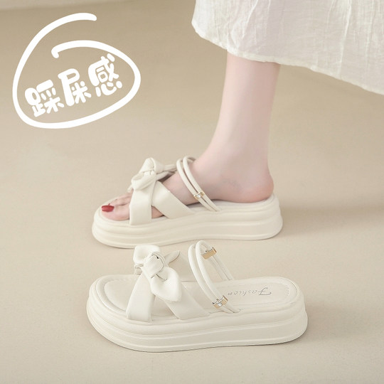 Women's 2024 Summer Fairy-Style Bow-Knot Student Fashion Sandals with Thick Soft Soles That Feel Like Stepping on 