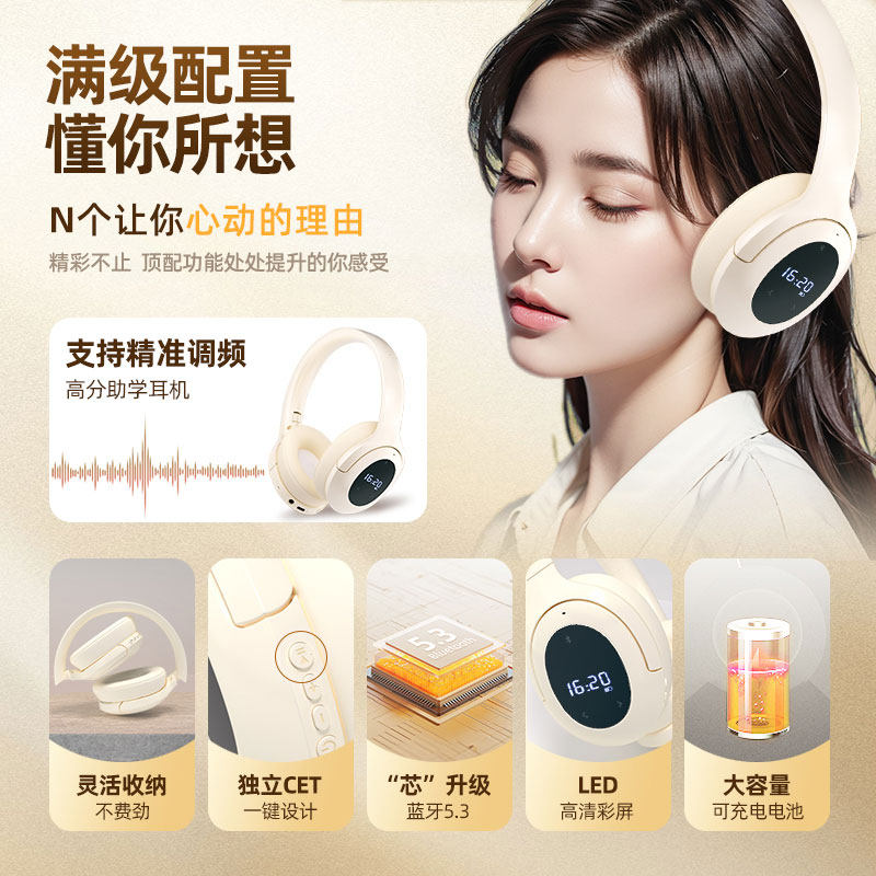 Headphones for Cet-4 and Cet-6 Listening Exams, University English Exams, and Postgraduate Entrance Exams, Fm Radio, 46-Level Over-Ear Wireless Bluetooth