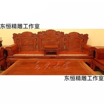 Relief lion carved throne landscape backrest scenery attic house annual red antique style sofa UTG1Y