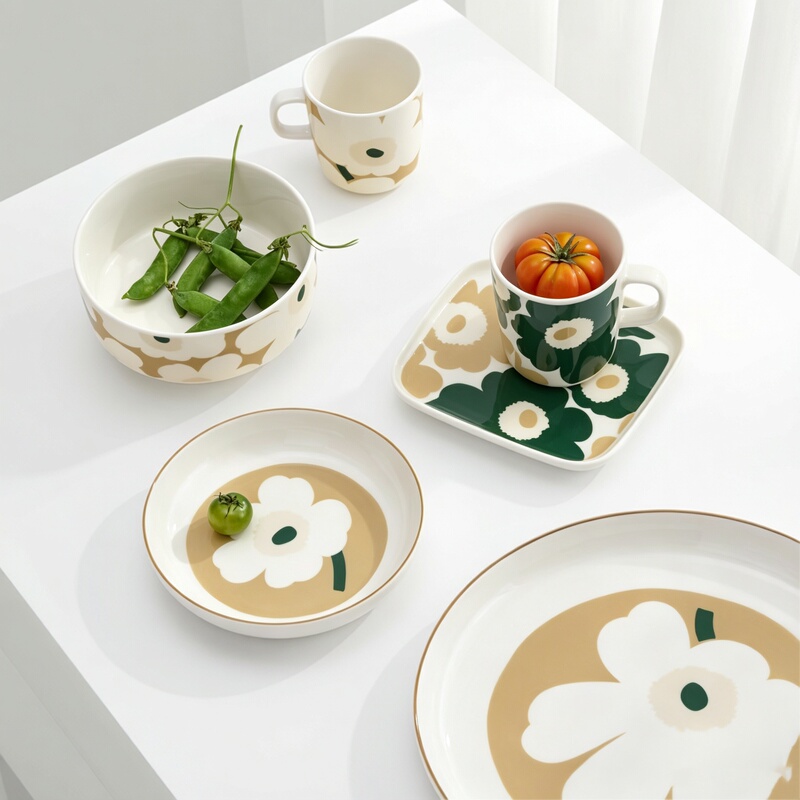 2026 Autumn/Winter Collection Finland Marimekko Green Base Mug Coffee Cup Ceramic Tableware Plate Bowl Nordic