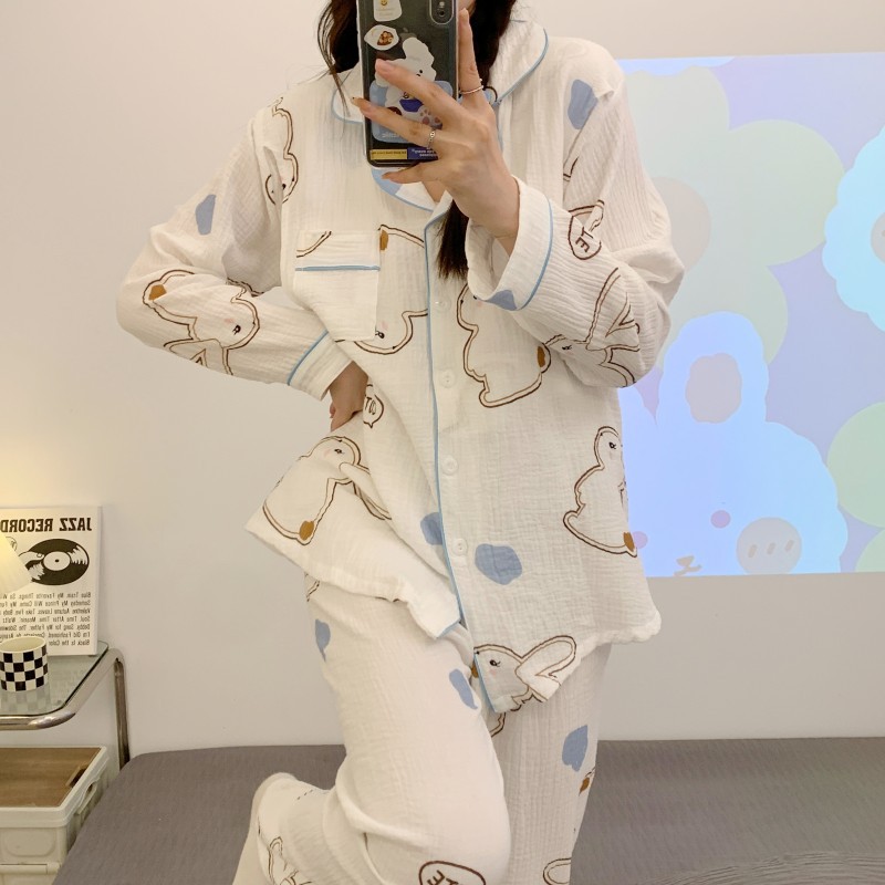 全棉纯棉月子服夏季薄款产后哺乳4月份5孕妇睡衣女产妇全棉两件套 — 41