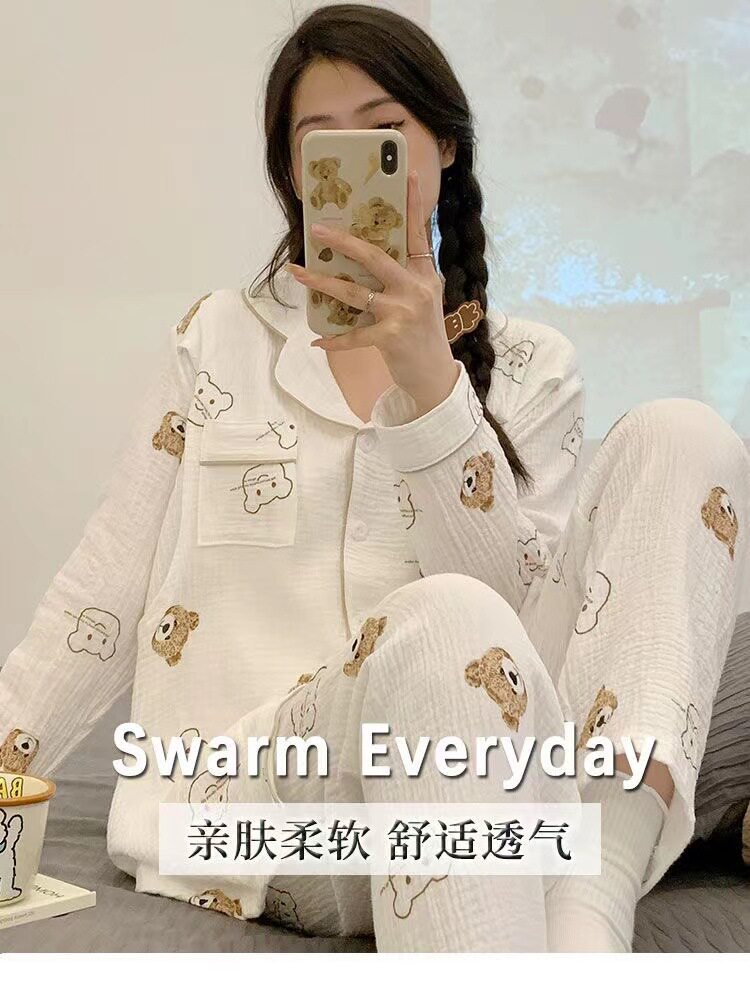全棉纯棉月子服夏季薄款产后哺乳4月份5孕妇睡衣女产妇全棉两件套 — 12