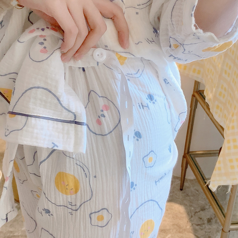 全棉纯棉月子服夏季薄款产后哺乳4月份5孕妇睡衣女产妇全棉两件套 — 46