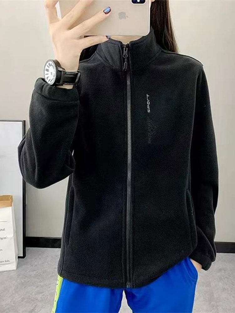 Outdoor Fleece-Lined Thickened Polar Fleece Jacket for Women 2025 New Spring and Autumn Double-Sided Fleece Cardigan Sweatshirt Short Top for Men