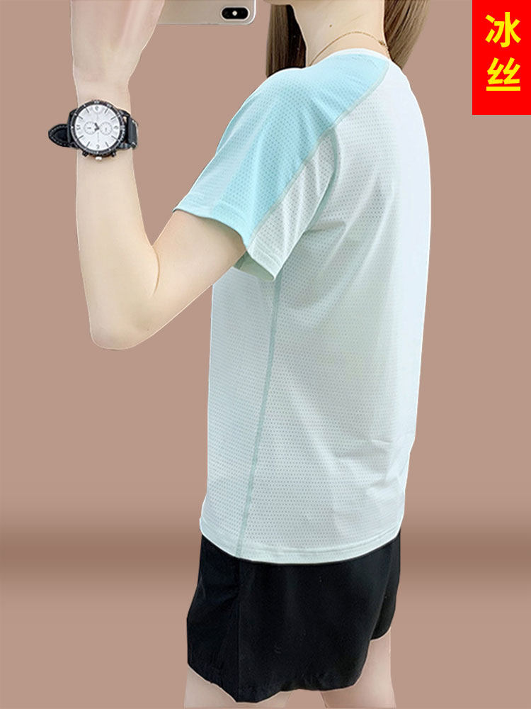 Ice Silk Sports Suit for Women 2025 New Summer Thin Style Mother's Clothing Age-Reducing Short-Sleeved Shorts Running Suit Two-Piece Set