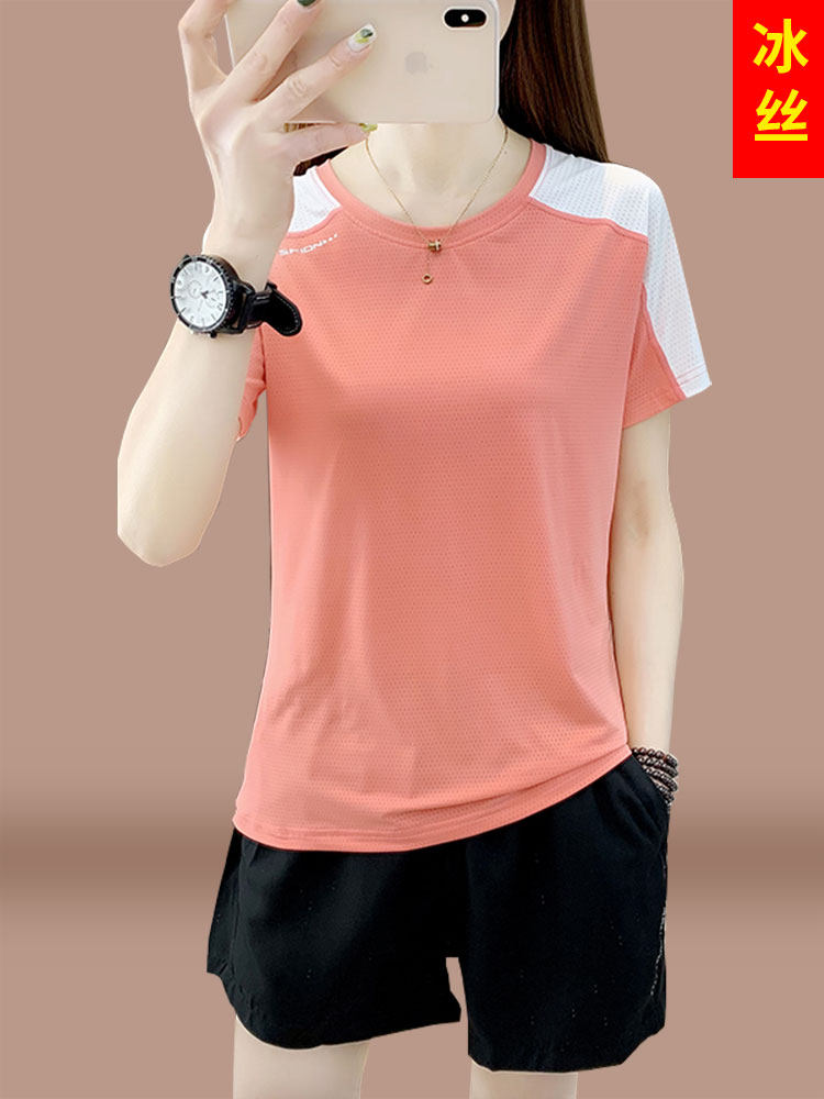 Ice Silk Sports Suit for Women 2025 New Summer Thin Style Mother's Clothing Age-Reducing Short-Sleeved Shorts Running Suit Two-Piece Set