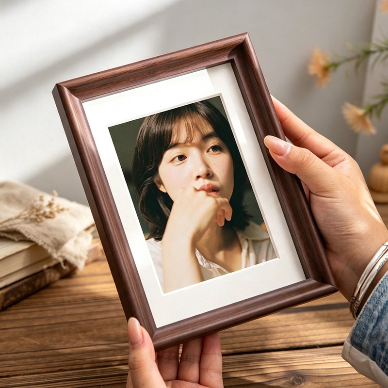 Simple and Elegant Wooden Photo Frame Stand, Washable Photo Printing, Desktop Decoration, 6-Inch 8-Inch Wooden Frame