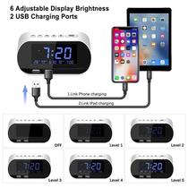 Alarm Clock Radio FM with Sleep Timer Dual USB Port Chargi