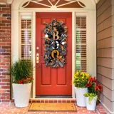 Крест -Борандер Хэллоуин Цветочный кольцо ворота подвесной венок призрачный триллер